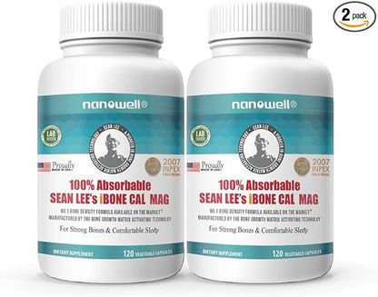 Sean Lee's iBone Cal Mag 120 Vegetable Capsules X 2 Bottles for 2 Months - Bone Health, Calcium Supplement (240 Count)
