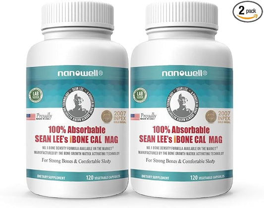 Sean Lee's iBone Cal Mag 120 Vegetable Capsules X 2 Bottles for 2 Months - Bone Health, Calcium Supplement (240 Count)