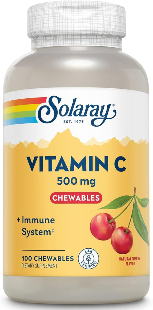 SOLARAY Chewable Vitamin C 500 mg, 60-Day Guarantee, 100 Servings, 100 Chewables
