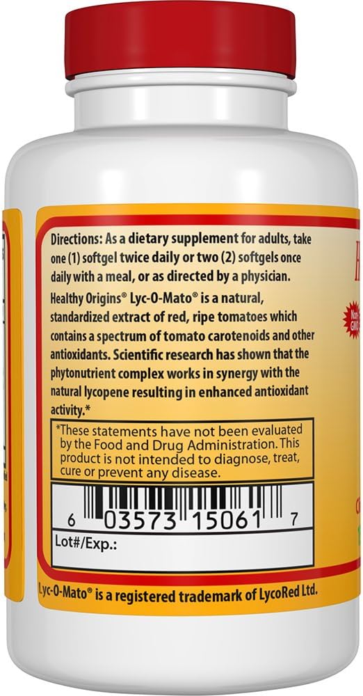 Healthy Origins Lycopene (Natural), 15 mg 60 Softgels