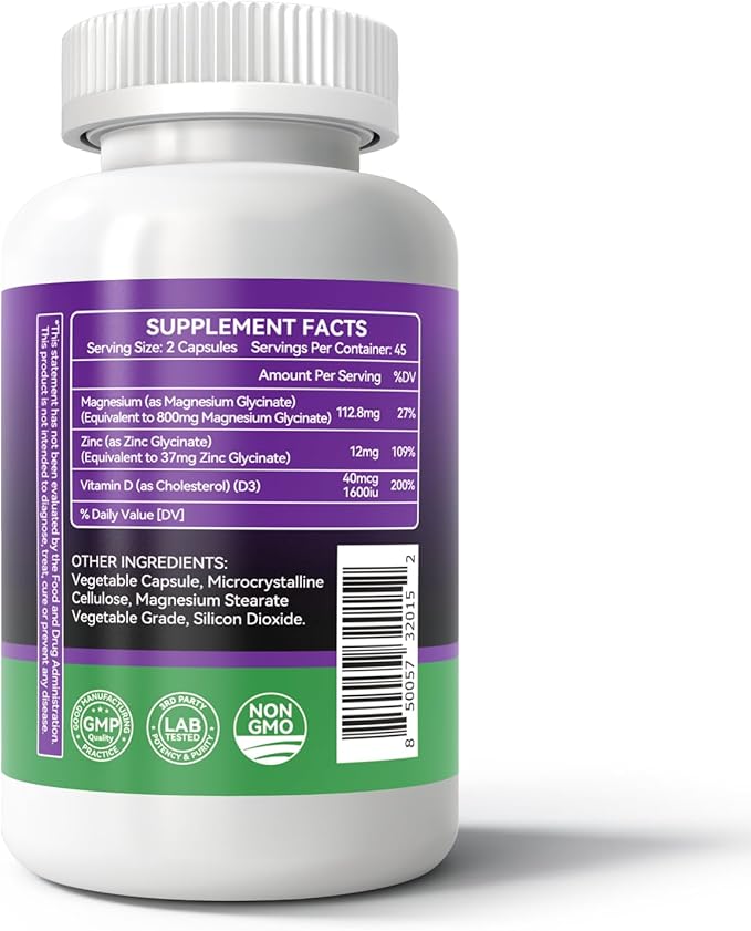 Magnesium Glycinate - Magnesium Supplement D3 for 90 Vegetarian