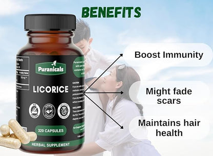 Licorice Premium 320 Capsules Non GMO 700 mg 100% Pure