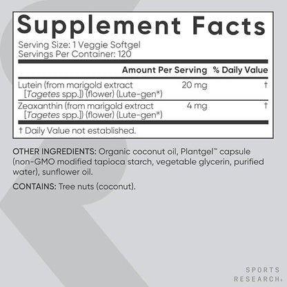 Sports Research® Lutein and Zeaxanthin Capsules 120 Veggie