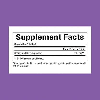 Natural Factors Coenzyme Q10 200 mg, Q10 Supplement 30 Softgels