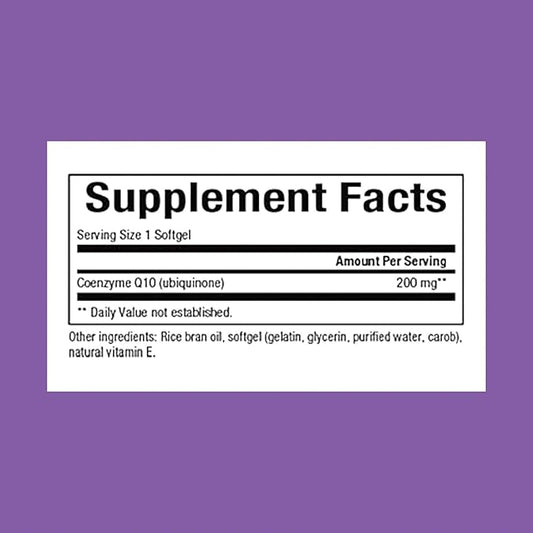 Natural Factors Coenzyme Q10 200 mg, Q10 Supplement 30 Softgels