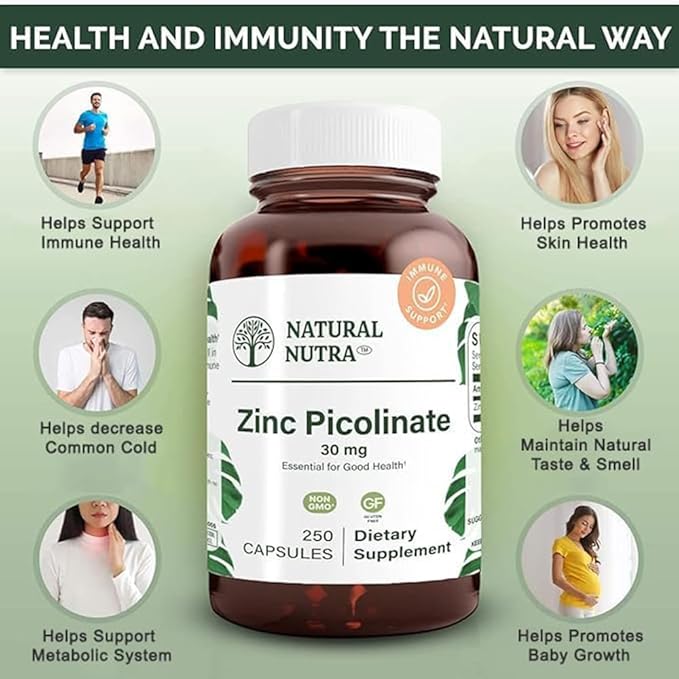 Natural Nutra Zinc Picolinate 30 mg, 250 Capsules