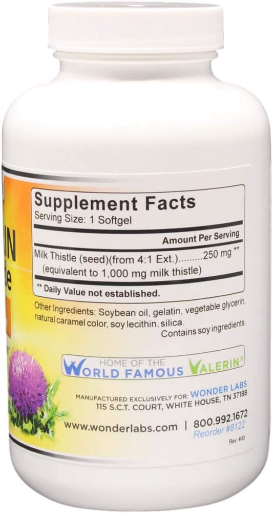 Wonder Labs Silymarin Milk Thistle, Supports 250 Softgels