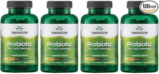 Swanson Probiotic - Digestive Health Supplement 1 Billion (120 Capsules) (4 Pack)
