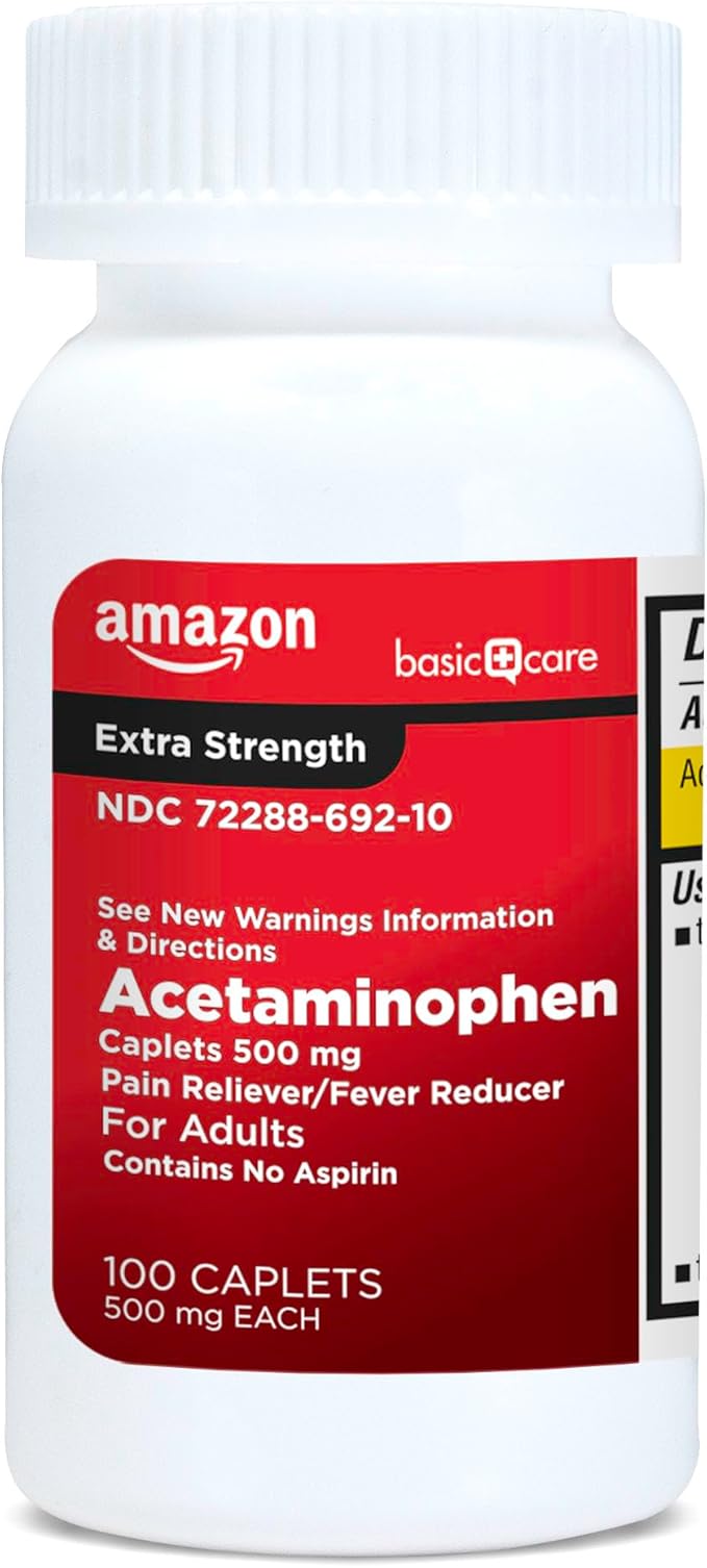 Amazon Basic Care Extra Strength Pain 500 mg, 100 Count