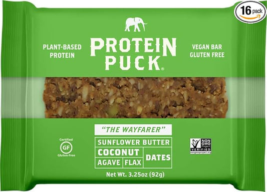 Protein Puck Plant Based Bars 13 grams 16 Count (1 Pack)