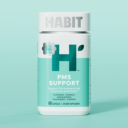 Habit PMS Support Supplement for Women 2 Pack (120 Capsules) - Supports Premenstrual Symptoms & Stress, Hormone Balance, Mood, B Vitamins, Vitamin D, Chasteberry, Ashwagandha, Gluten-Free, Non-GMO