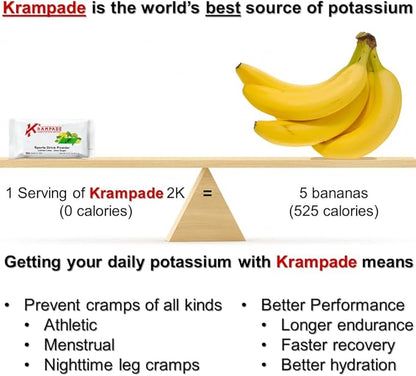 Electrolytes Powder Potassium Supplement - 2000 mg K+, >2X More Than Coconut Water | Cramp Relief and Prevention | Hydration Powder Packets