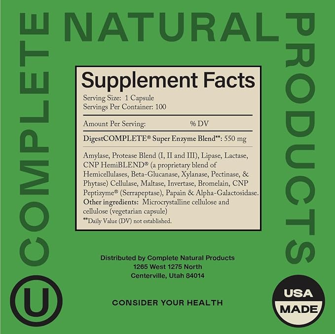 Digestive Enzymes Supplements, Natural Plant Based Superfood 100 Capsules 600mg Probiotics
