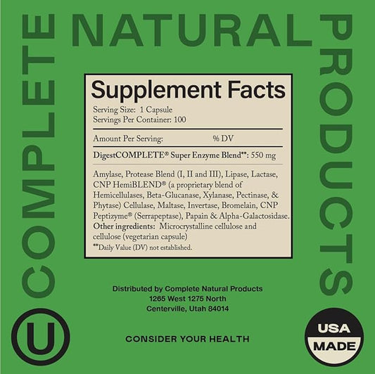 Digestive Enzymes Supplements, Natural Plant Based Superfood 100 Capsules 600mg Probiotics