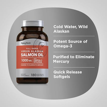 Piping Rock Salmon Oil Supplements 1000mg | 180 Softgels