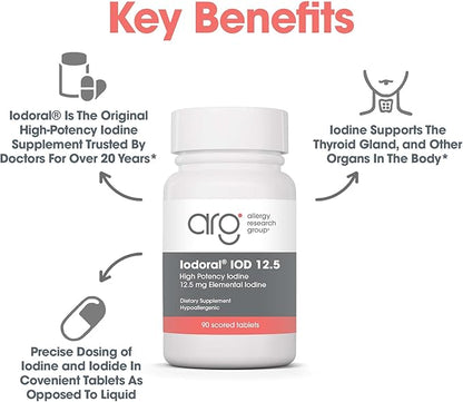 Optimox Iodoral 12.5mg Supplement – Iodine for Thyroid Support, Potassium Iodide Tablets, Lugol Solution, Daily Vitamins & Minerals - 90 Count