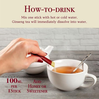 GINLAC Korean Red Ginseng Granuled TEA 30 Sticks (0.1oz X 30 Sachets)