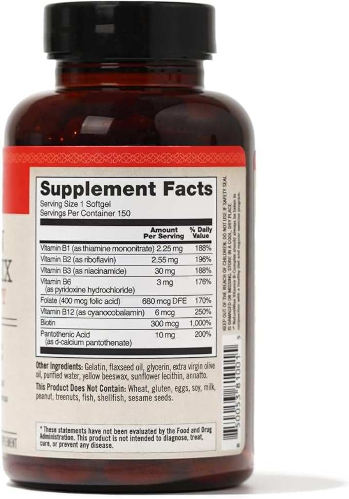 NatureWise Vitamin B Complex for Women B1 B2 B2 B3 B3 B6 B6 B12 B12 - 150 Softgels[5-Month Softgels[5-Month Supply]