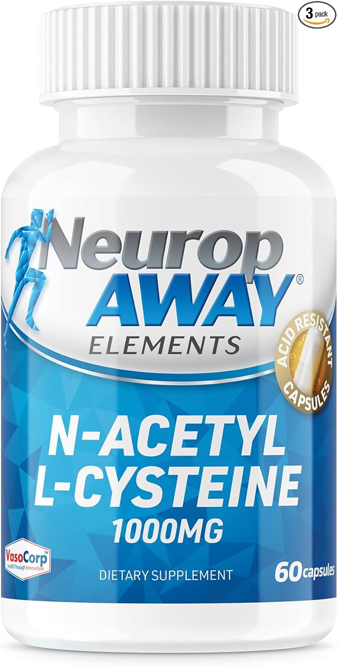 NeuropAWAY Elements N-Acetyl L-Cysteine 1000mg 60ct (60 1000mg 1000mg Capsules 3 Bottles
