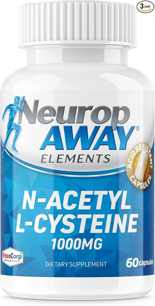 NeuropAWAY Elements N-Acetyl L-Cysteine 1000mg 60ct (60 1000mg 1000mg Capsules 3 Bottles