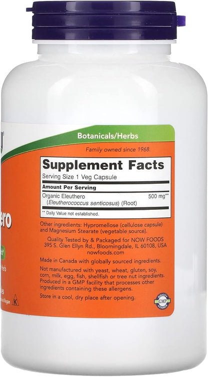 Now Foods Eleuthero, 250 Capsules / 500 Mg