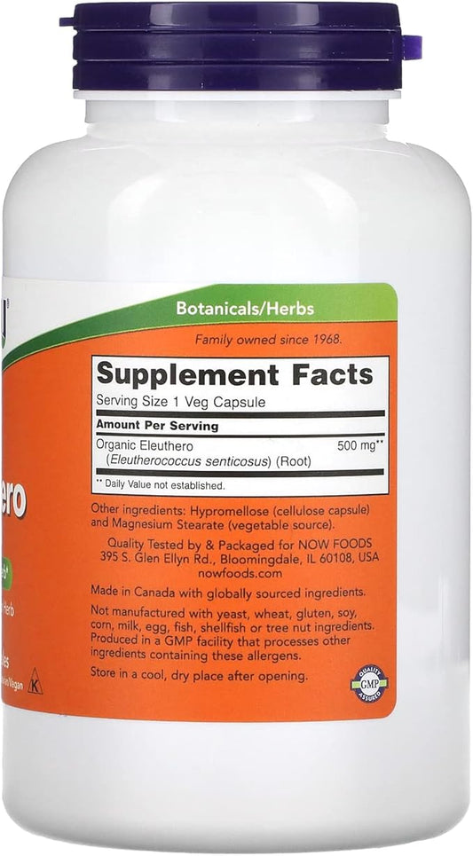 Now Foods Eleuthero, 250 Capsules / 500 Mg