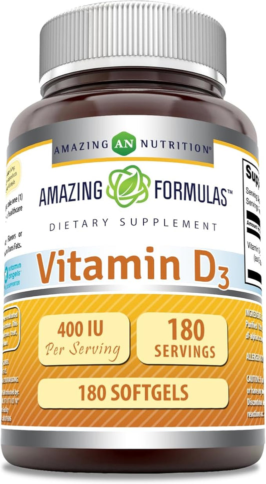 Amazing Formulas Vitamin D3 400 IU 180 Softgels