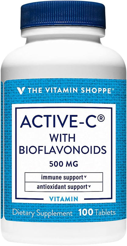 The Vitamin Shoppe Active-C with Bioflavonoids, 500 MG (100 Tablets)