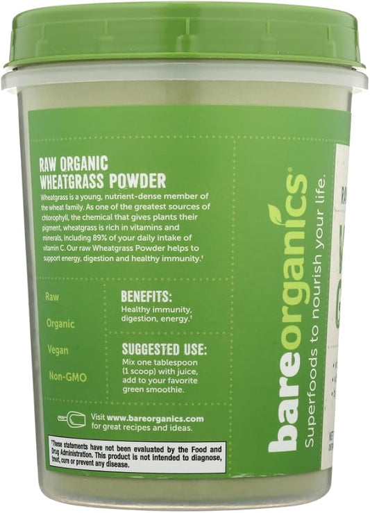 BareOrganics Wheatgrass Powder, Organic, Vegan Dietary Supplement,8 Ounce (Pack of 1)