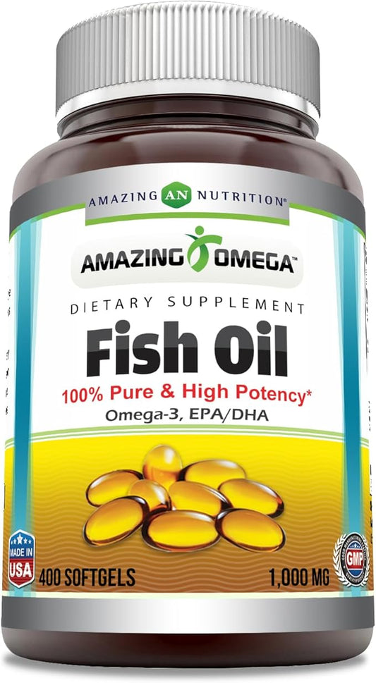 Amazing Omega Fish Oil Supplement Omega-3, 180 180 mg 120 mg 1000 Mg 400 Softgels