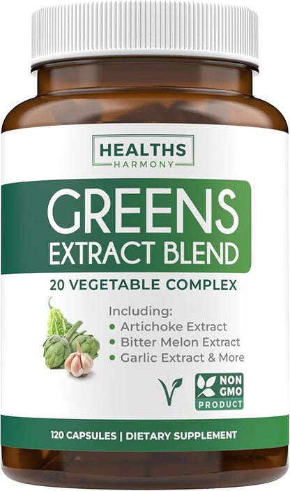 Super Greens Antioxidants Superfoods 2250mg Supplement 20 Ingredients 120 Capsules