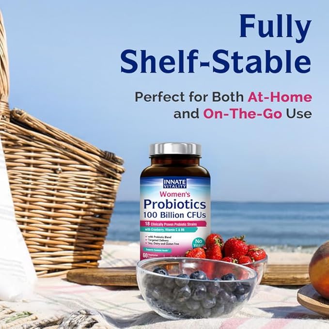 Innate Vitality Probiotics for Women, 100 18 Strains, B6 P5P, P5P, Vaginal 60 Caps
