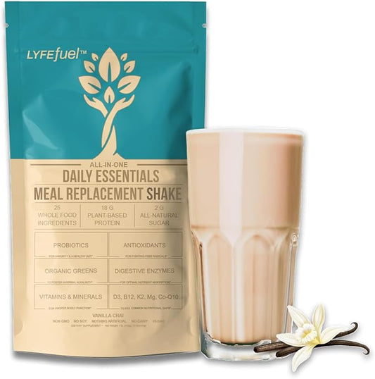 LyfeFuel Meal Replacement Powder | 50+ Superfoods, Vegan Protein, Vitamins & Minerals | Low Carb Plant Based Breakfast Shake | Vanilla Flavor