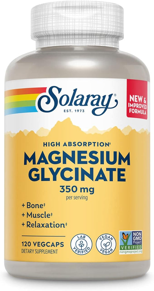 Solaray Magnesium Glycinate, New & Improved 60 Day (30 Servings, 120 VegCaps)