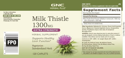 GNC Herbal Plus Milk Thistle 1300mg, 120 Caplets