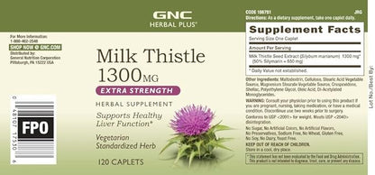 GNC Herbal Plus Milk Thistle 1300mg, 120 Caplets