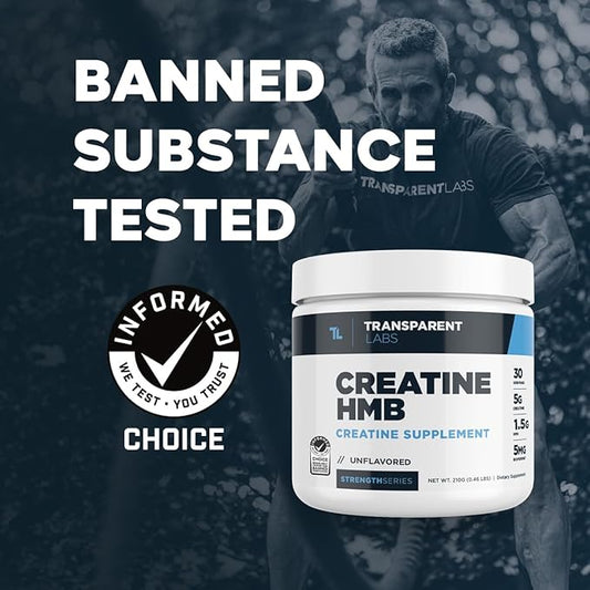 Transparent Labs Creatine HMB - Creatine Monohydrate Powder with HMB for Muscle Growth, Increased Strength, Enhanced Energy Output, and Improved Athletic Performance - 30 Servings, Tropical Punch