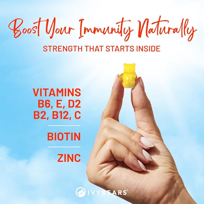 Boost Immune Gummies | Daily Immune Support | Vitamins B6, E, D2, B2, B12, C & Biotin | EU Certified Health Supplement - 60 Count