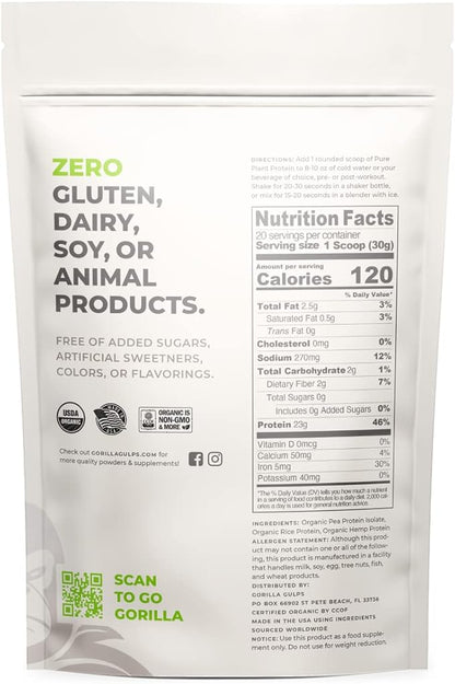 100% Organic Pure Plant Protein Powder 20 Servings