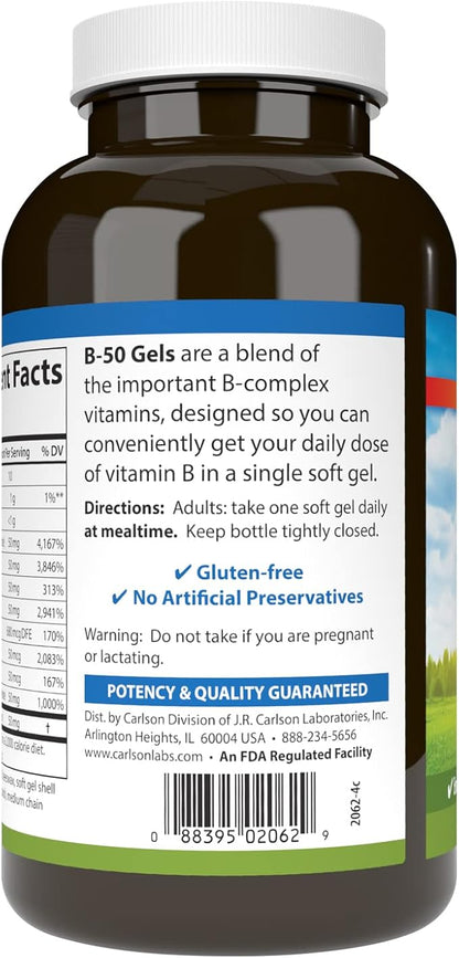 Carlson - B-50 Gels, Vitamin B 200 Softgels