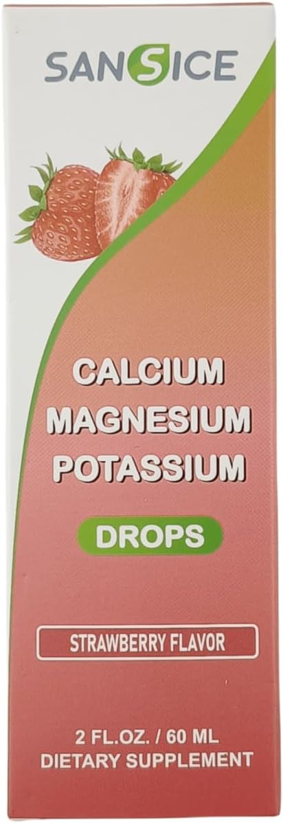 Calcium Magnesium Potassium Supplements,Magnesium Glycinate 400mg (60ml/Strawberry Flavor)