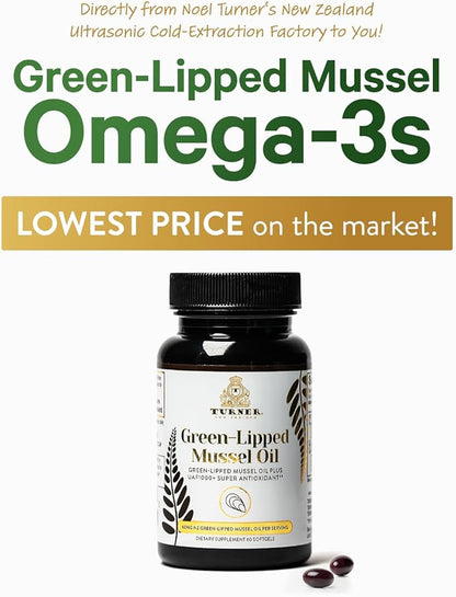TURNER Omega-3 New Zealand Green Lipped 53x Higher UAF1000+ Super 1 Bottle, 60 Softgels