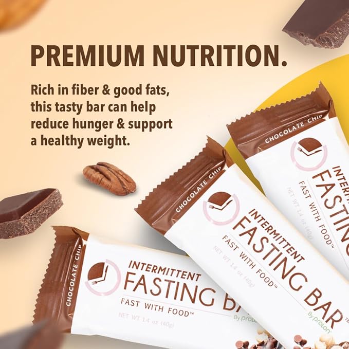 Prolon Fast Bars | Keto, Gluten Free, Dairy Free, Plant Based Protein, Intermittent Fasting Bars | Developed to Not Break Your Fast | Chocolate Chip, 24 Ct
