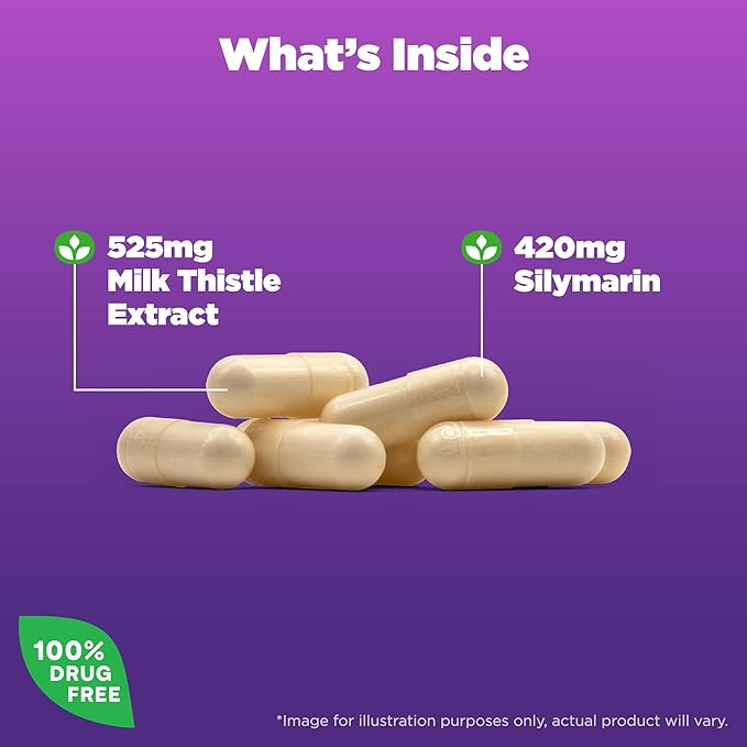 Natrol Milk Thistle 525 mg per 60 Capsules, 30 Day