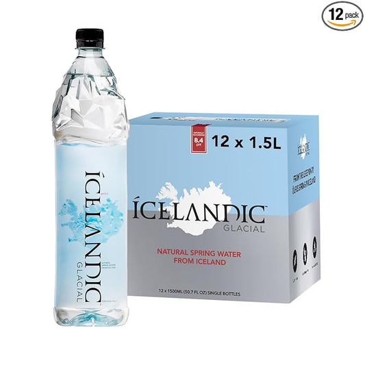 Icelandic Glacial Natural Spring Alkaline Water, 50.7 Fl Oz (Pack of 12)