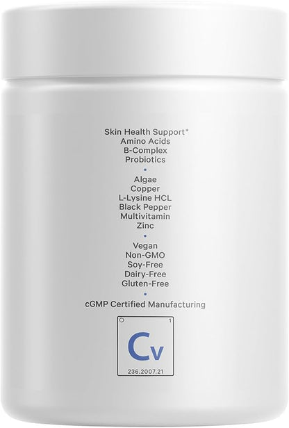 Codeage Clearface Pantothenic Acid, Niacin Supplement, Vitamins A, C, D3, E, Probiotics, Zinc, Riboflavin, Thiamin, L-Lysine HCL & Omega-3, Niacinamide, Skin Botanical Blend - Non-GMO - 90 Capsules