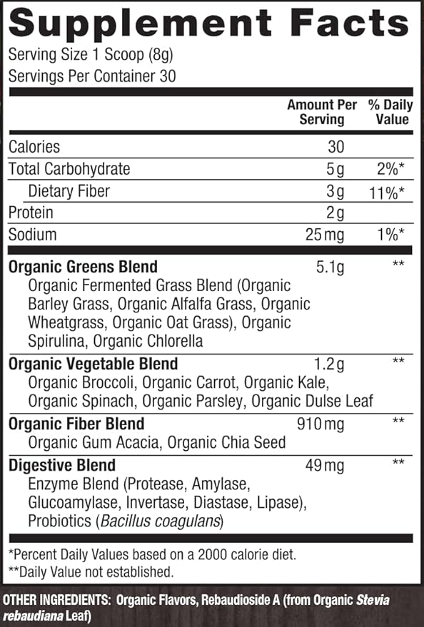 PlantFusion Alkalizing Super Greens Powder 8.46 oz 30 Servings