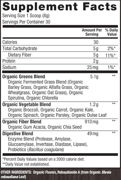 PlantFusion Alkalizing Super Greens Powder 8.46 oz 30 Servings