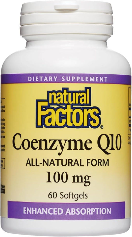 Natural Factors, Coenzyme Q10 100 mg, Q10 Supplement 100mg, 60 60 Count
