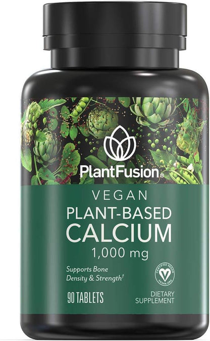 PlantFusion Vegan Calcium, Premium Plant Based (1000mg) Sourced D3, K2, K2, and 90 Vegan
